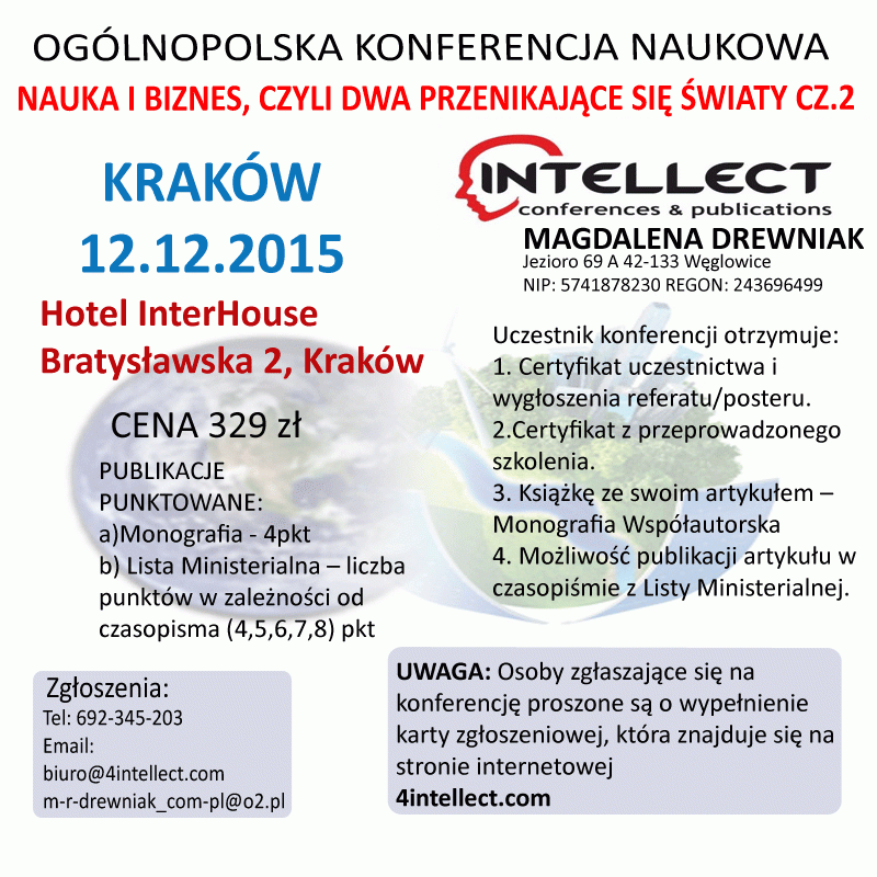 Ogólno Polska konferencja naukowa - kraków 12.12.2015